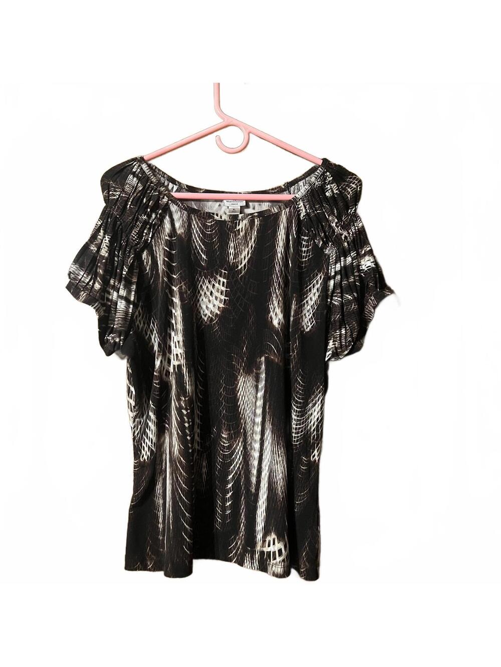 Worthington Stretch Black and White Patterned Top XL